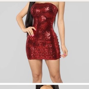 Sequin Red strapless dress